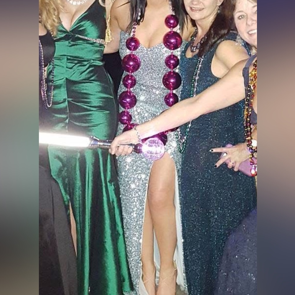 Blue sparkly Mardi Gras ball gown